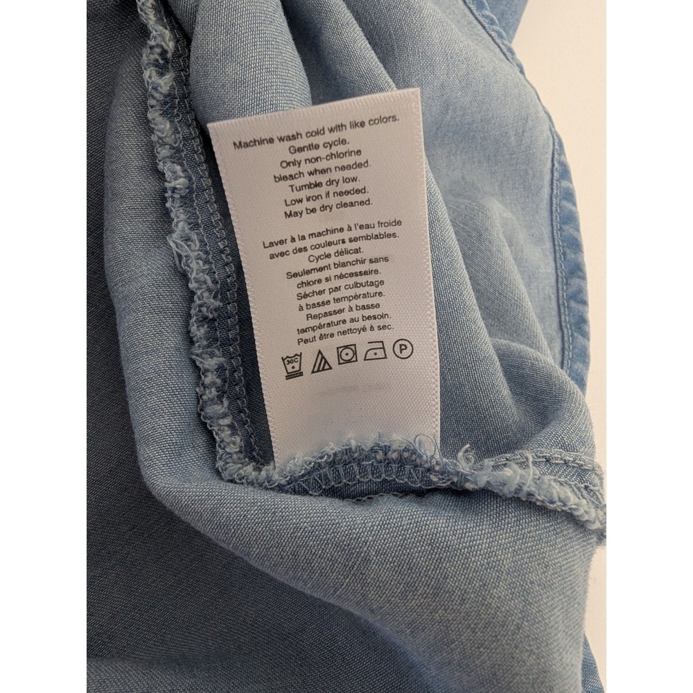 Coldwater Creek Blue Tencel Button Front Midi Skirt XS Elastic Back Pockets - Picture 10 of 10